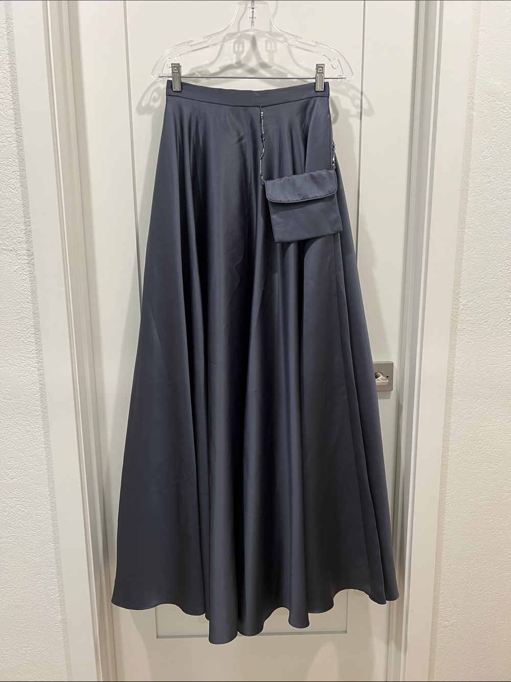 ABS Schwartz Dramatic Grey Satin Skirt